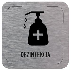 Ceduľka na dvere - Dezinfekcia - piktogram, hliníková tabuľka, 80 x 80 mm