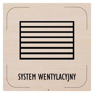 Ceduľka na dvere - Vzduchotechnika - piktogram, drevená tabuľka, 80 x 80 mm