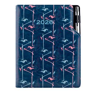 Diář DESIGN denní B6 2026 - modrá - Flamingo