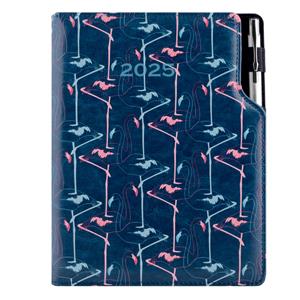 Diár DESIGN denný B6 2025 poľský - modrá - Flamingo