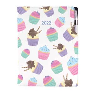 Diár DESIGN týždenný A4 2022 - Cupcake