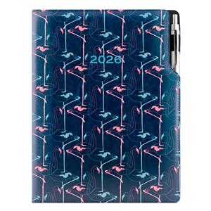 Diár DESIGN týždenný A4 2026 - modrá - Flamingo