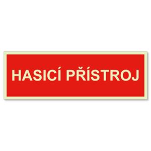 Hasicí přístroj text - fotoluminiscenční tabulka, plast 1 mm 150x50 mm