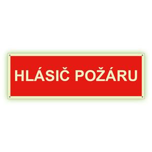 Hlásič požáru text - fotoluminiscenční tabulka s dírkami, plast 2 mm 300x75 mm