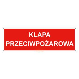 Klapa przeciwpożarowa - znak z dziurkami, płyta PVC 2 mm 150x50 mm