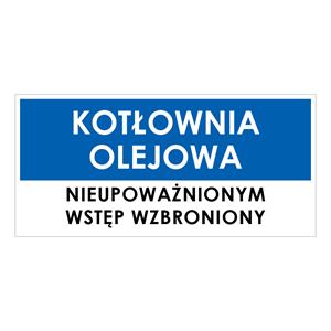 KOTŁOWNIA OLEJOWA, niebieski - płyta PVC 2 mm 190x90mm