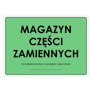 MAGAZYN CZĘŚCI ZAMIENNYCH, płyta PVC 2 mm, 297x210 mm