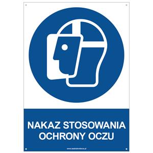 NAKAZ STOSOWANIA OCHRONY OCZU - znak BHP z dziurkami, płyta PVC A4, 2 mm