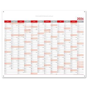 Nástenná plánovacia mapa 2026 CZ s očkami na zavesenie - 100 x 80 cm - červená