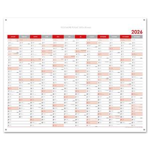 Nástenná plánovacia mapa 2026 SK s očkami na zavesenie - 100 x 80 cm - červená