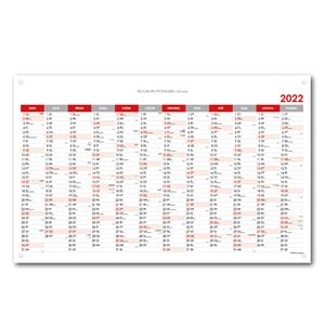 Nástenná plánovacia mapa PVC 2022 CZ s očkami na zavesenie - 63x100 cm - červená