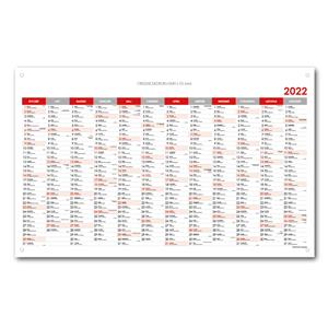 Nástenná plánovacia mapa PVC 2022 PL s očkami na zavesenie - 80x100 cm - červená