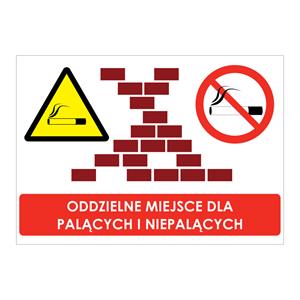 ODDZIELNE MIEJSCE DLA PALĄCYCH I NIEPALĄCYCH, naklejka 210x148 mm