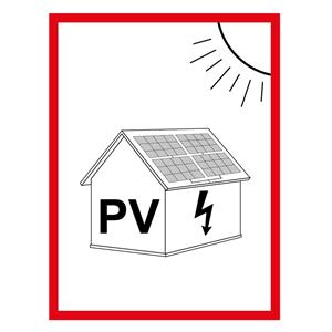 Označenie FVE na budove - PV symbol - bezpečnostná tabuľka, plast 2 mm (A6) 105 x 148 mm