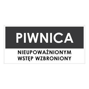 PIWNICA, szary - naklejka 190x90 mm