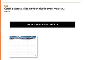 Plastová lišta k týždennej plánovacej mape A2 - Čierna