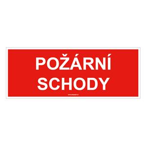 Požární schody - bezpečnostní tabulka, samolepka 210x80 mm