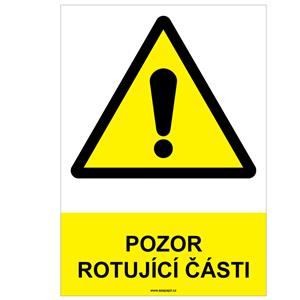 POZOR ROTUJÍCÍ ČÁSTI - bezpečnostní tabulka, samolepka A4