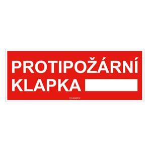 Protipožární klapka - bezpečnostní tabulka, plast 1 mm 210x80 mm