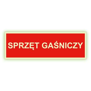 Sprzęt gaśniczy - fotoluminescencyjny znak, naklejka 150x50 mm