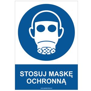 STOSUJ MASKĘ OCHRONNĄ - znak BHP, płyta PVC A4, 2 mm