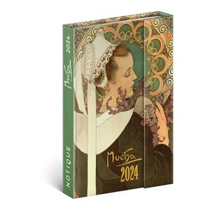 Týždenný diár 2024 magnetický B6 Alfons Mucha