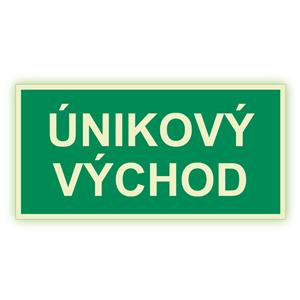 Únikový východ - fotoluminiscenční tabulka, samolepka 300x150 mm