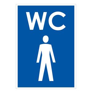 WC MUŽI, modrá, plast 1 mm 105x148 mm