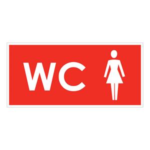 WC ŽENY, červená, plast 2 mm 190x90 mm