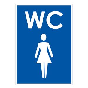 WC ŽENY, modrá, plast 1 mm 105x148 mm