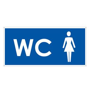 WC ŽENY, modrá, plast s dírami 2 mm 190x90 mm