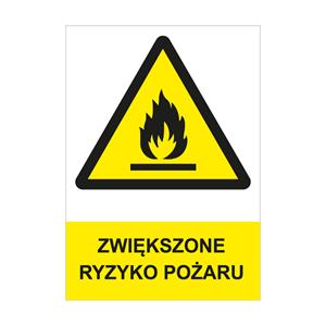 ZWIĘKSZONE RYZYKO POŻARU - znak BHP, naklejka A4